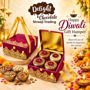 Premium Valvet Dry Fruit MDF Box Hamper Peocock – 4 Jar